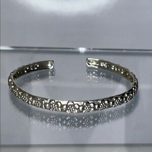 NWOT Sterling Silver Designer Floral Motif Cuff Bracelet